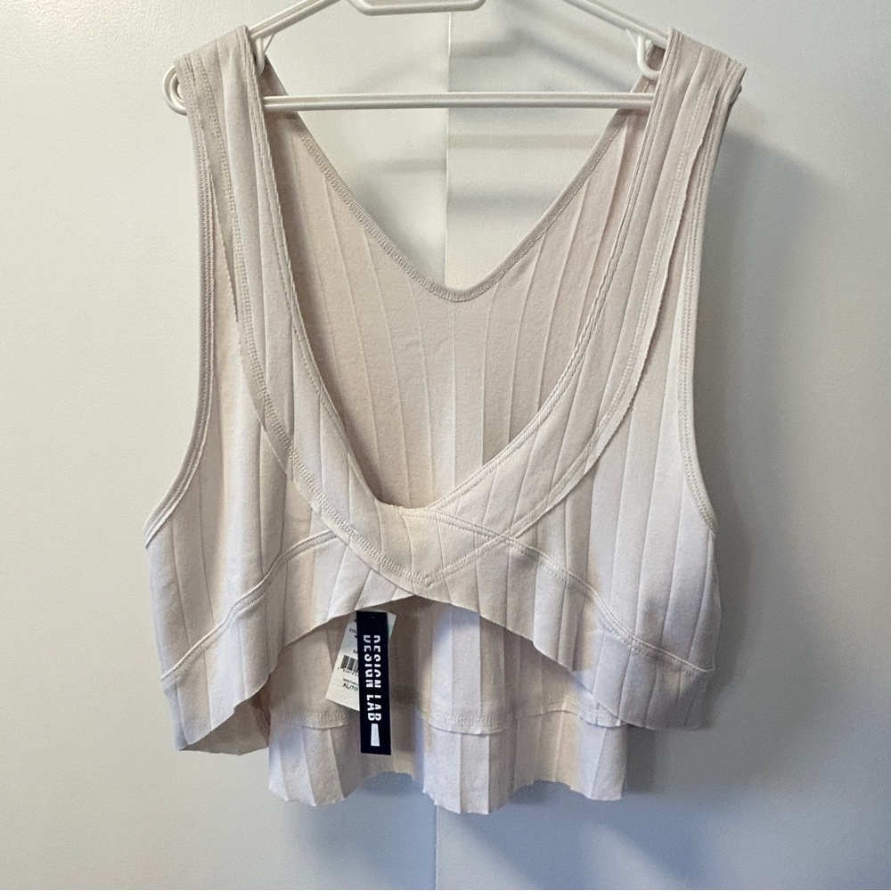 Design Lab Cream Ribbed Women's Top - cute low back style size XL